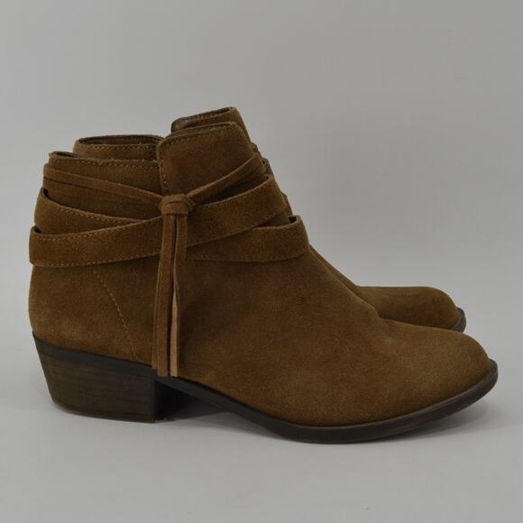 Kensie Glence Booties Sz 9 Leather Tassle Brown Suede Ankle Boots - Picture 3 of 10